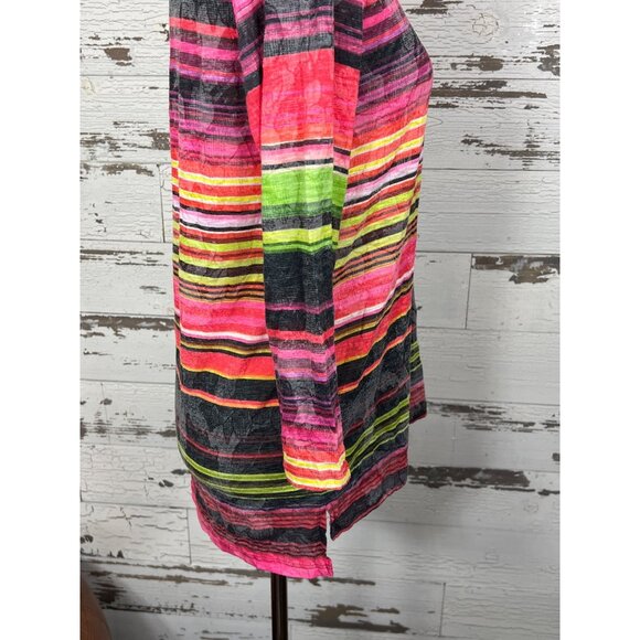 DAVID CLINE Stripe & Fun Tops 3/4 Length Sleeve Lot of 2 Sz M EUC - Picture 3 of 9
